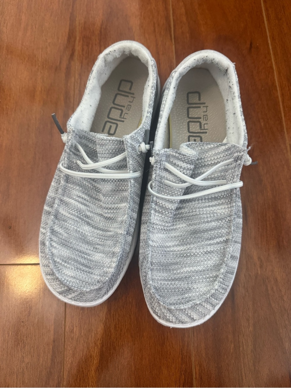Hey Dude Men's Slip-On Loafers in Light Gray Knit